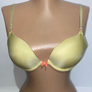 Victoria's Secret Women's Yellow Detachable Strap Plunge Push Up Bra Size 34B